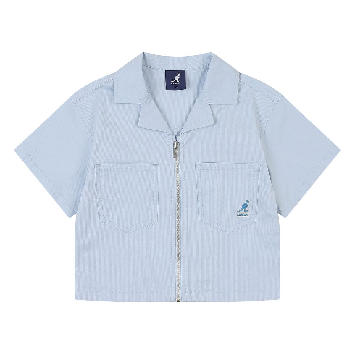 캉골키즈(KANGOL KIDS) 투 포켓 집업 셔켓 QB 0001 라이트 블루/AQBCSH00010LU