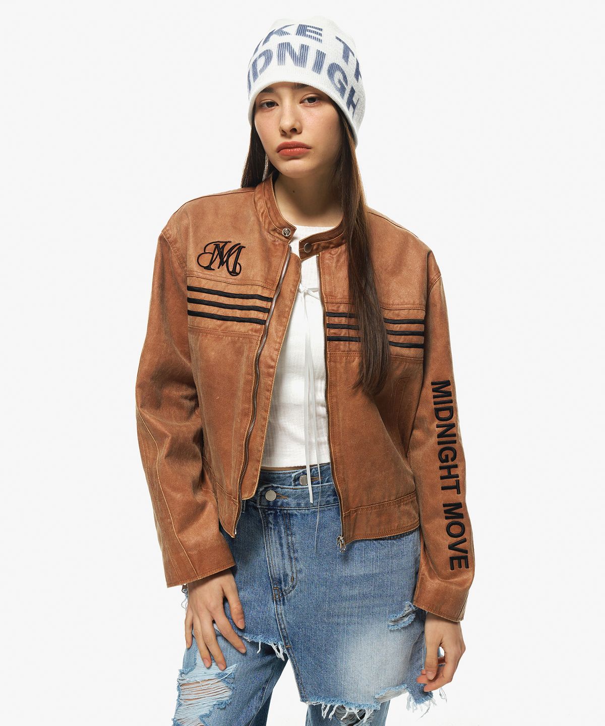 미드나잇 무브(MIDNIGHT MOVE) line leather jacket (brown)
