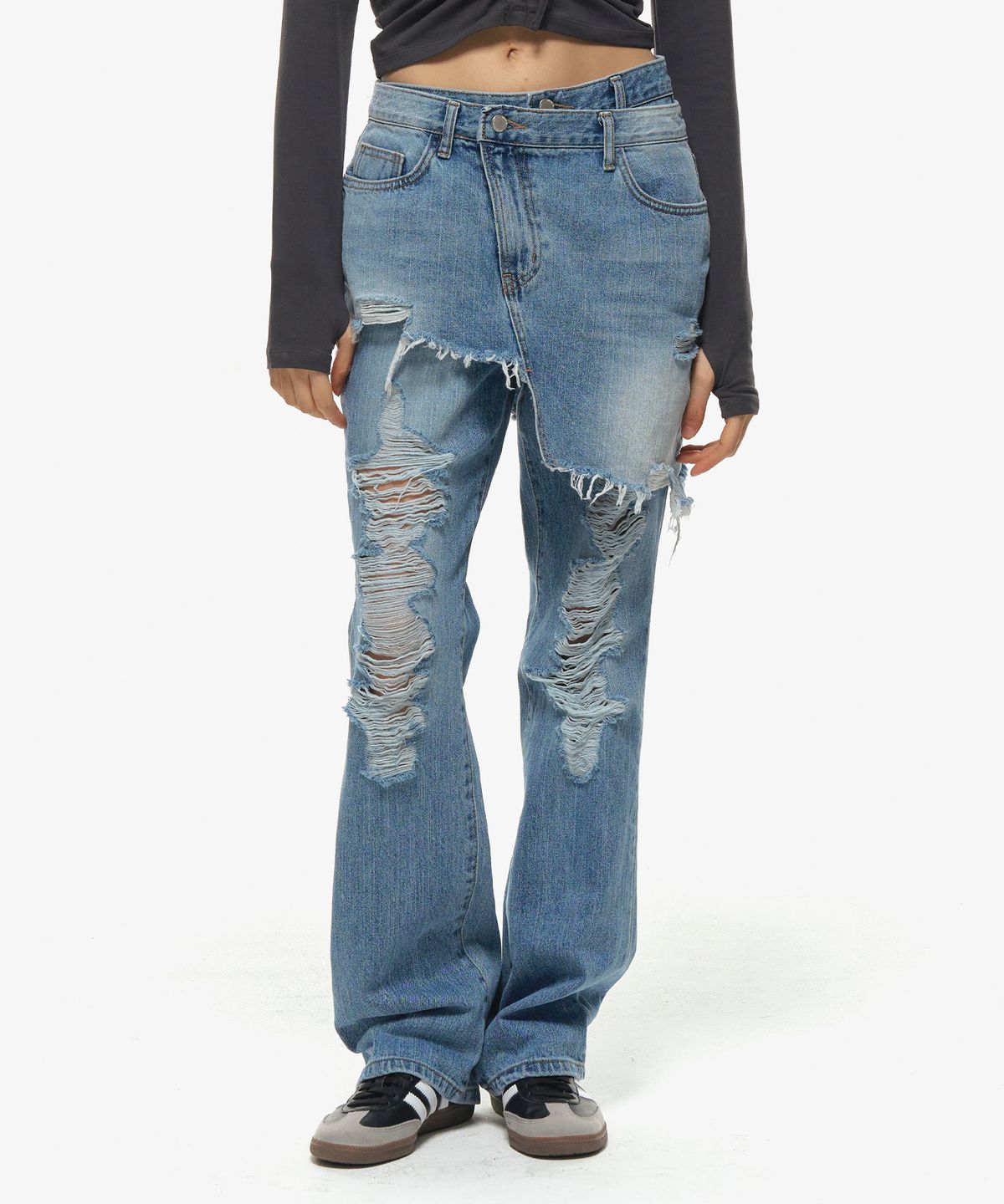 미드나잇 무브(MIDNIGHT MOVE) skirt denim pants (blue)