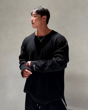 와플 니트 익스트림 오버핏 롱슬리브 4color