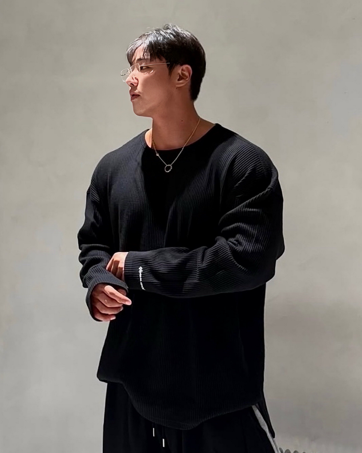 베르만 어패럴(VERMANN APPAREL) 와플 니트 익스트림 오버핏 롱슬리브 4color