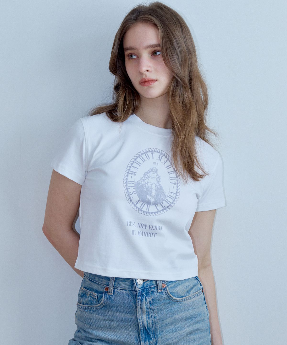 마롯(MARROT) FRENCH CROP T-SHIRT_WHITE