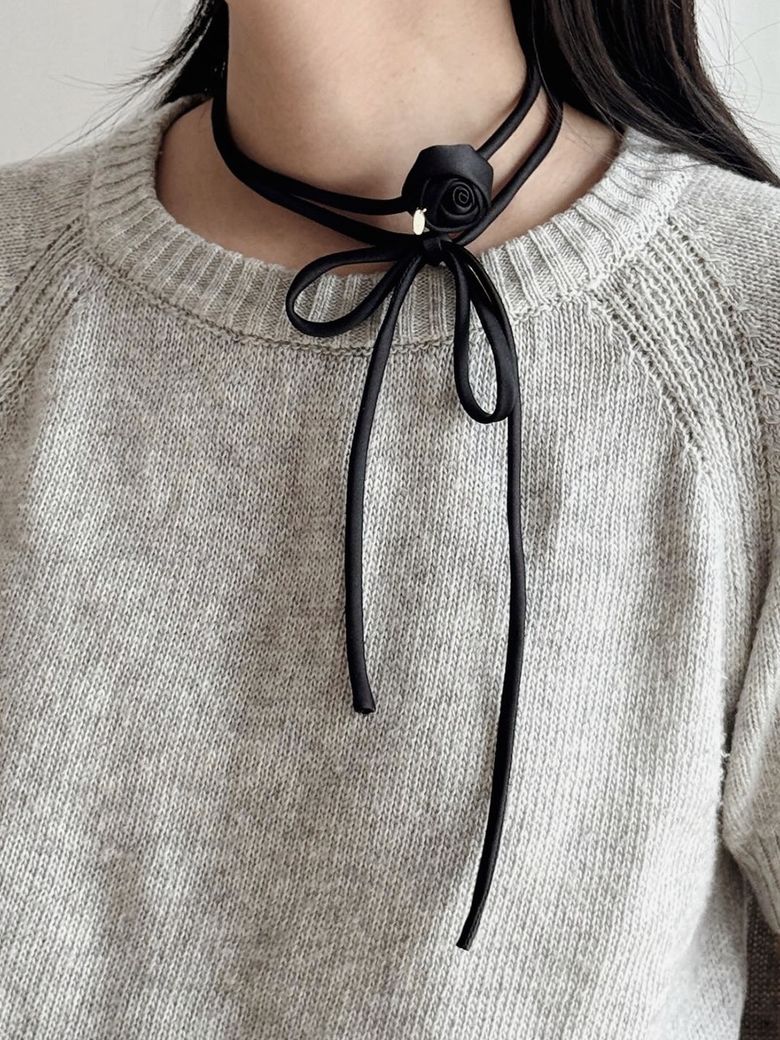 클래식 로즈 초커 목걸이 [블랙]