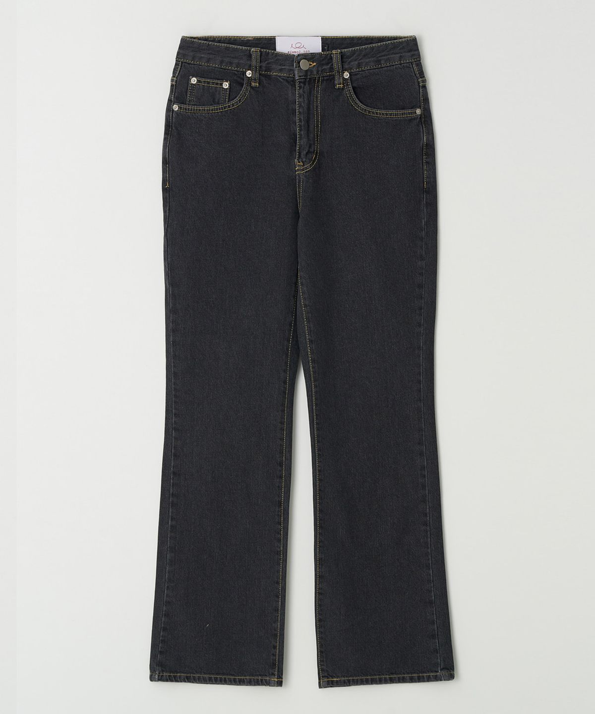 시월107(SIWEOL107) semi-boots cut jeans (charcoal)