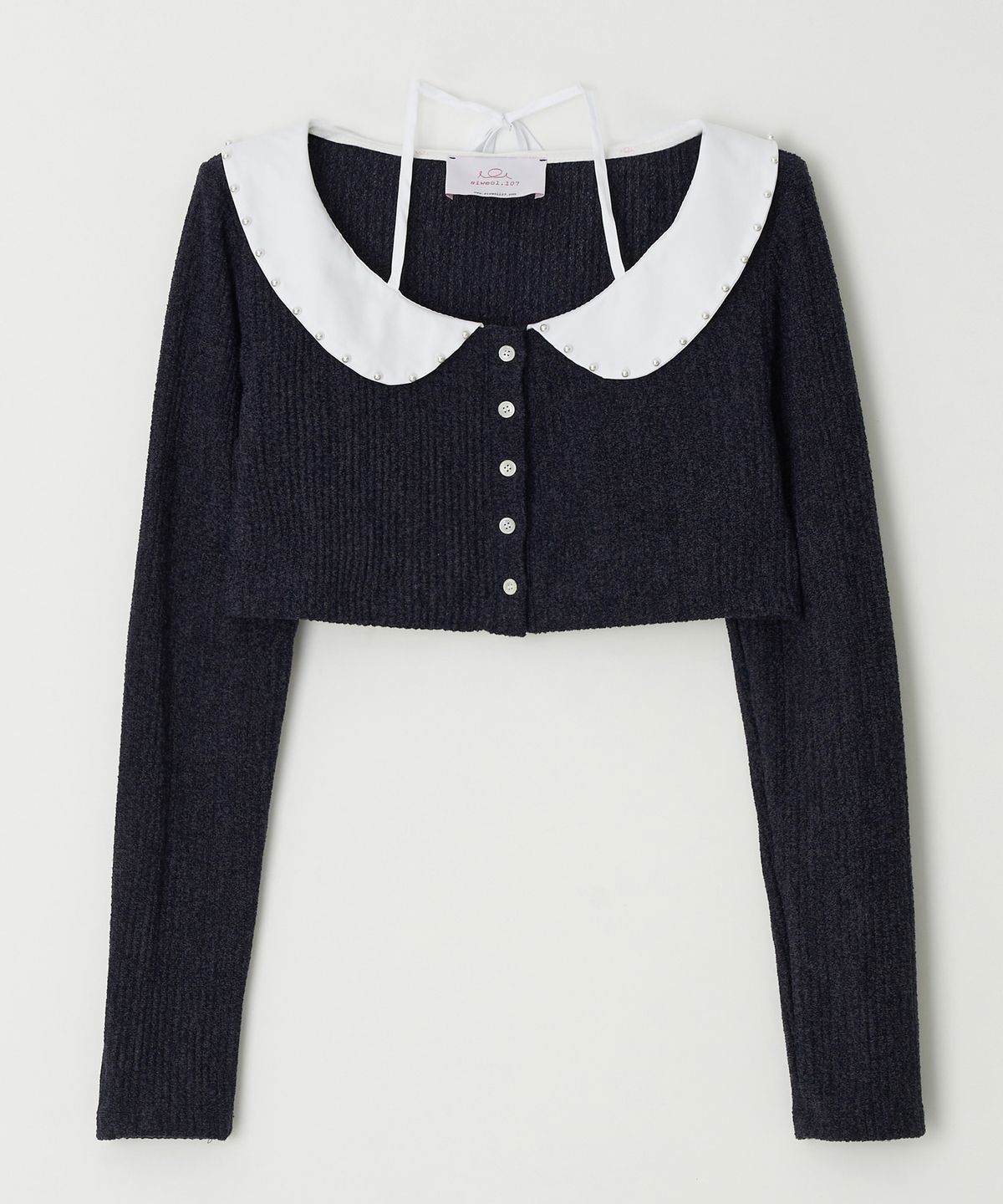 시월107(SIWL107) jane crop cardigan (navy)