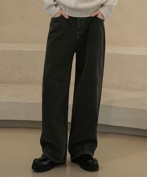 M224 뉴 세미 와이드 데님 팬츠_그레이 [숏기장 추가]