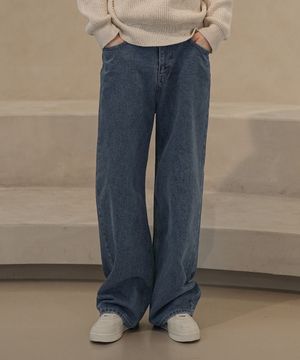 M224 뉴 세미 와이드 데님 팬츠_진청 [숏기장 추가]