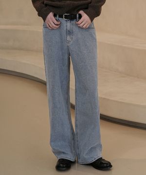 M224 뉴 세미 와이드 데님 팬츠_연청 [숏기장 추가]