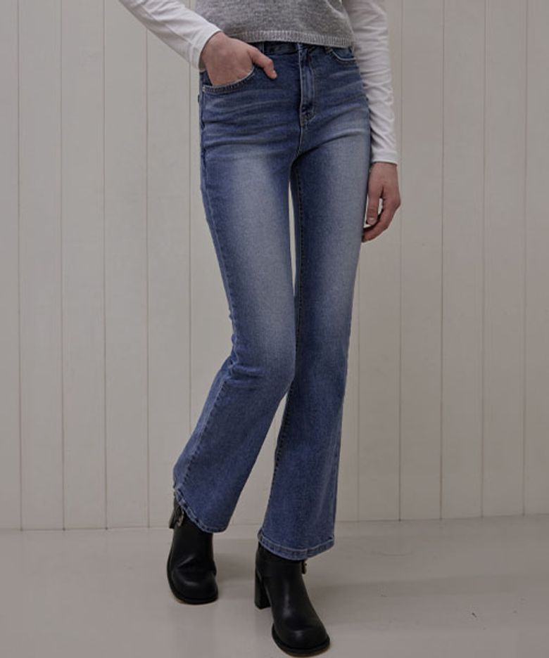 SANDED LONG BOOTCUT DENIM PANTS