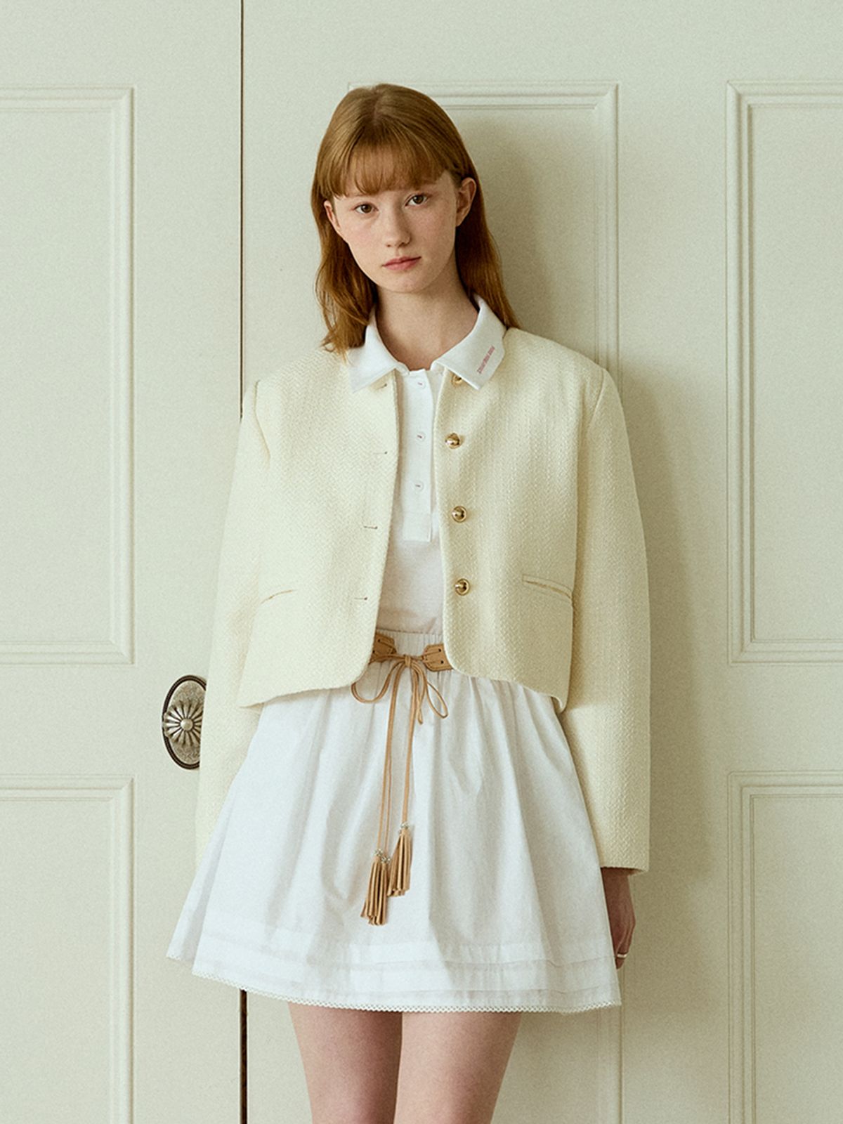 핑크파인애플(PINK PINEAPPLE) TIDY ROUND TWEED JACKET_IVORY
