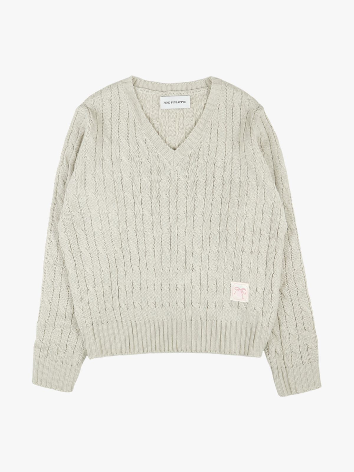 핑크파인애플(PINK PINEAPPLE) CLASSY V-NECK KNIT_BEIGE