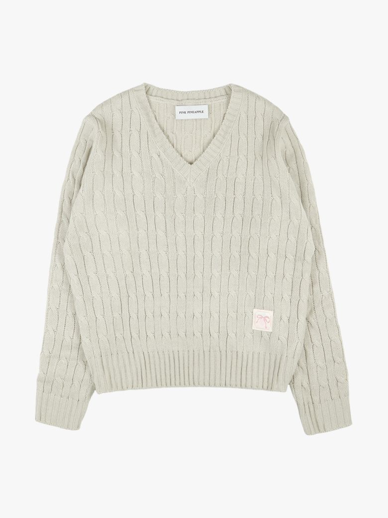 CLASSY V-NECK KNIT_BEIGE