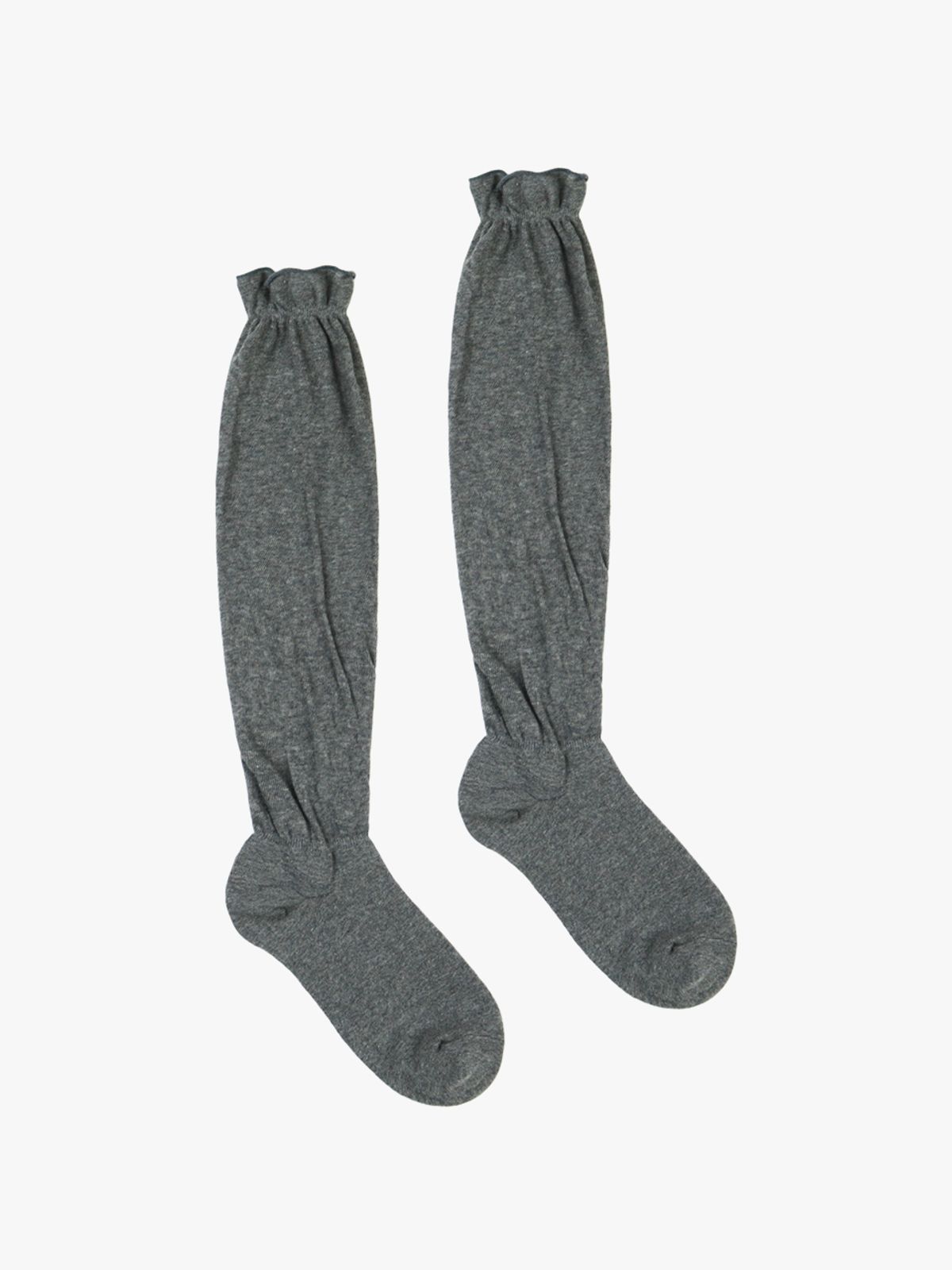핑크파인애플(PINK PINEAPPLE) FRILL SEE-THROUGH KNEE SOCKS_GREY