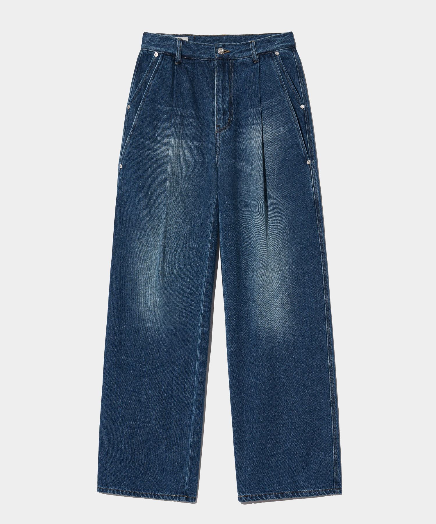 【SATUR】(W) Vinales Retro One Tuck Denim Pants - Light Blue MUSINSA | SATUR (W) Vinales Retro One Tuck Denim Pants Mid Blue