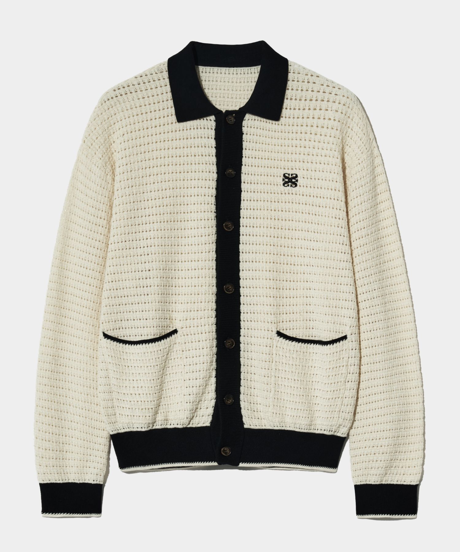 MUSINSA | SATUR Bluff Collar Knit Cardigan Resort Cream