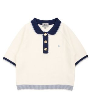 아이보리 배색 반소매 니트