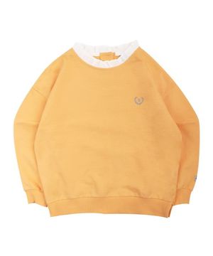 프릴넥카라 배색 오렌지 티셔츠