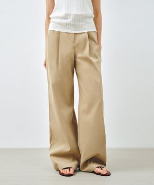 [정린 PICK] 에센셜 원 턱 와이드 팬츠 베이지 MDPT049BEIGE