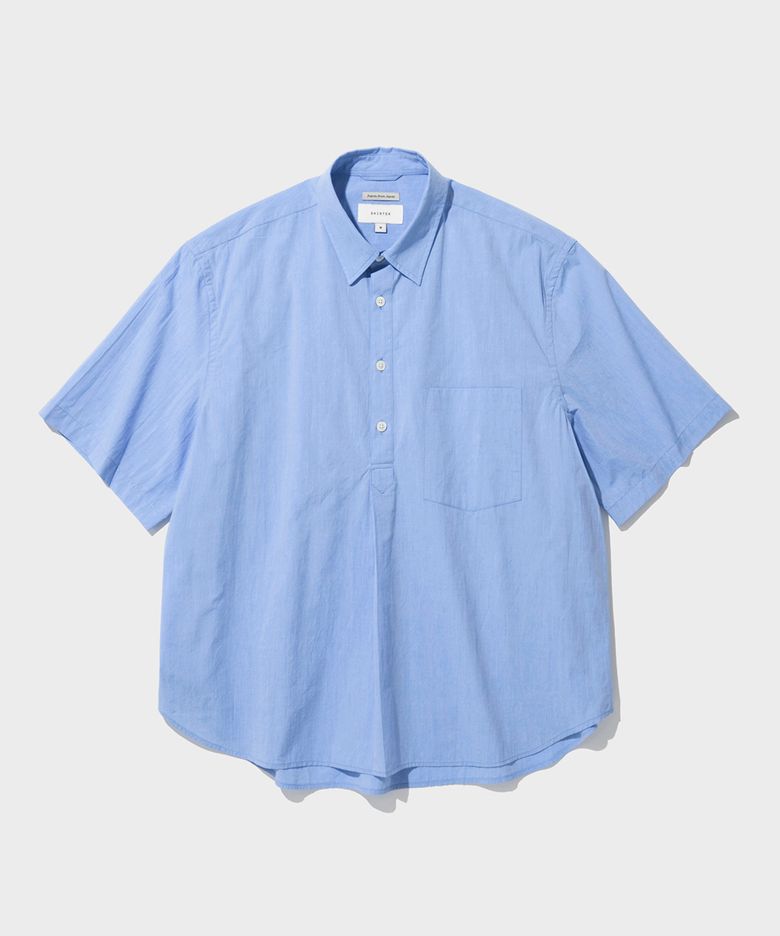 SHIRRING PULLOVER HALF SHIRT (SKY BLUE)