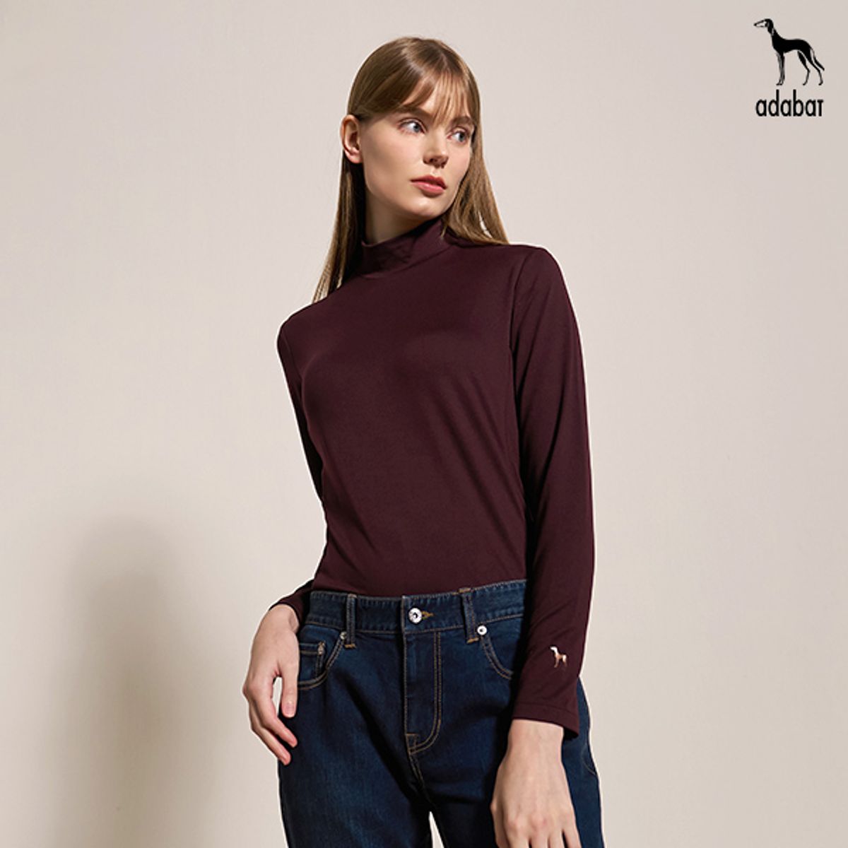 아다바트(ADABAT) 우먼즈 웜소프트 모크넥 티셔츠 5Color