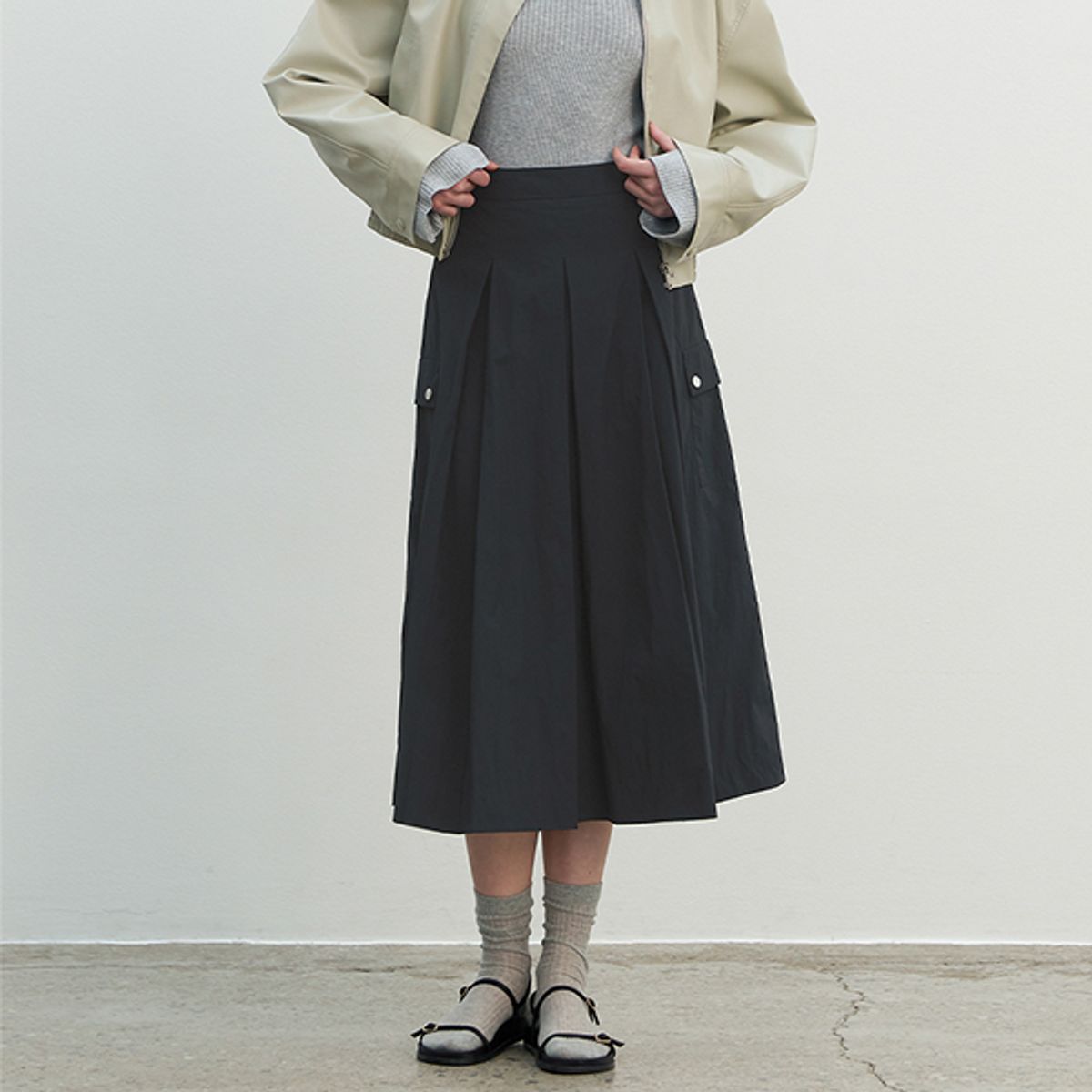 아틀리에 나인(ATELIER NAIN) LAUREN COTTON PLEATED SKIRT(SK-4893)