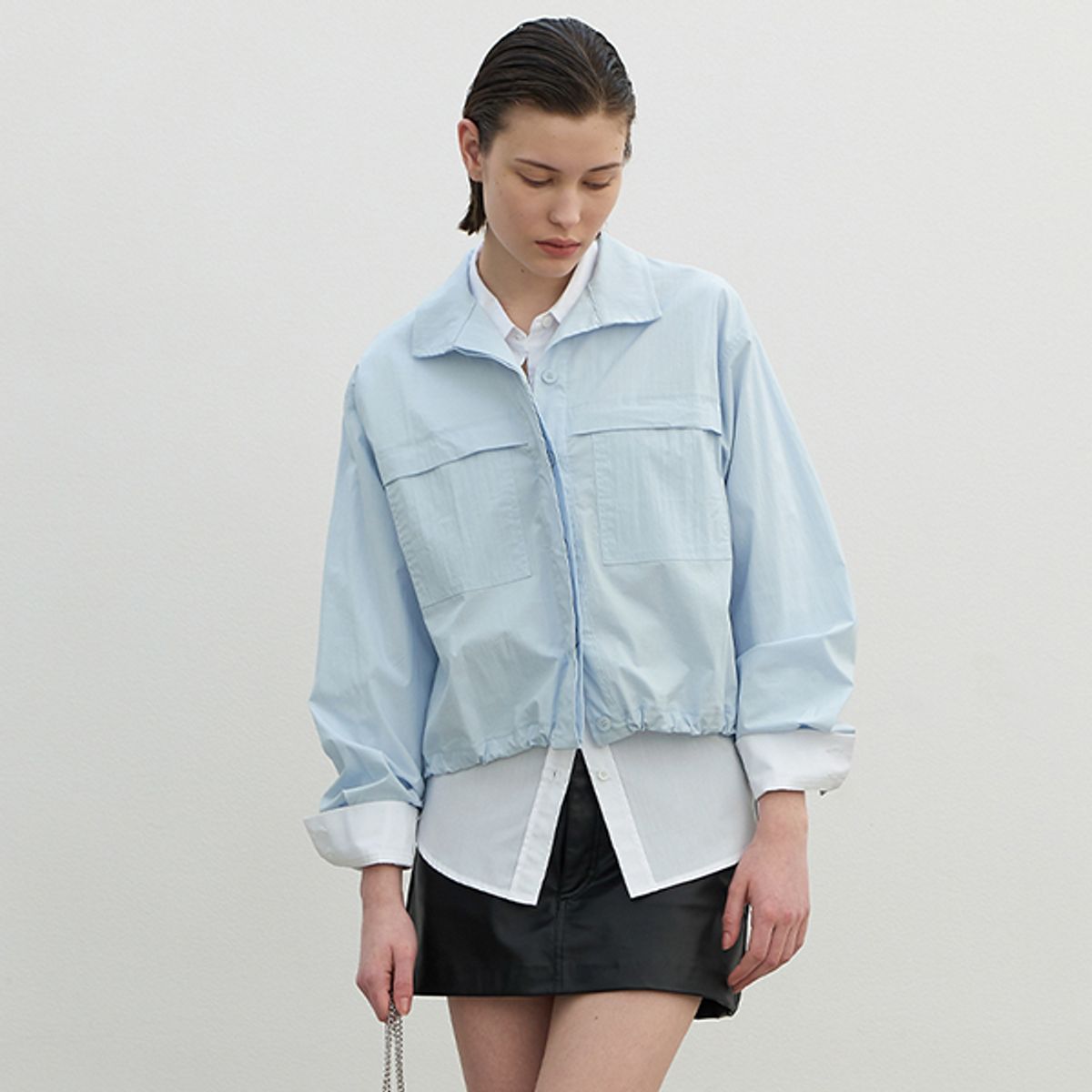 아틀리에 나인(ATELIER NAIN) LEAF POCKET SHACKET(BL-4190)