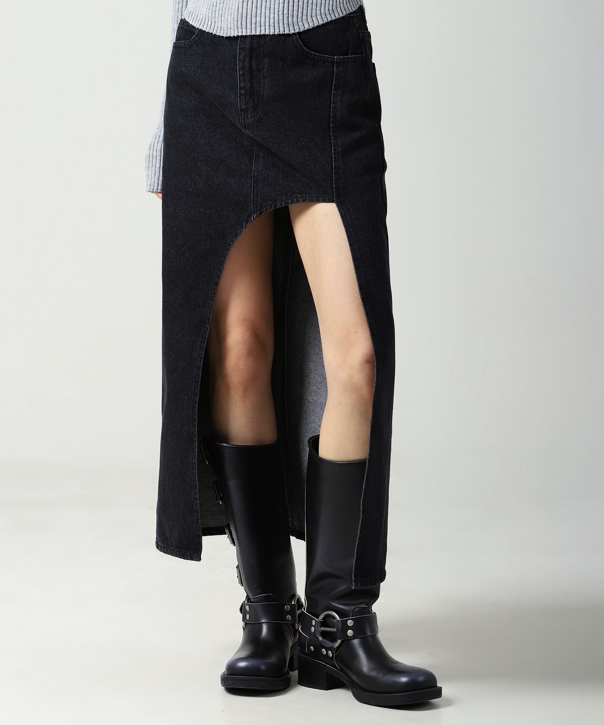 어반드레스(AVANDRESS) The Moon Long Denim Skirt BLACK