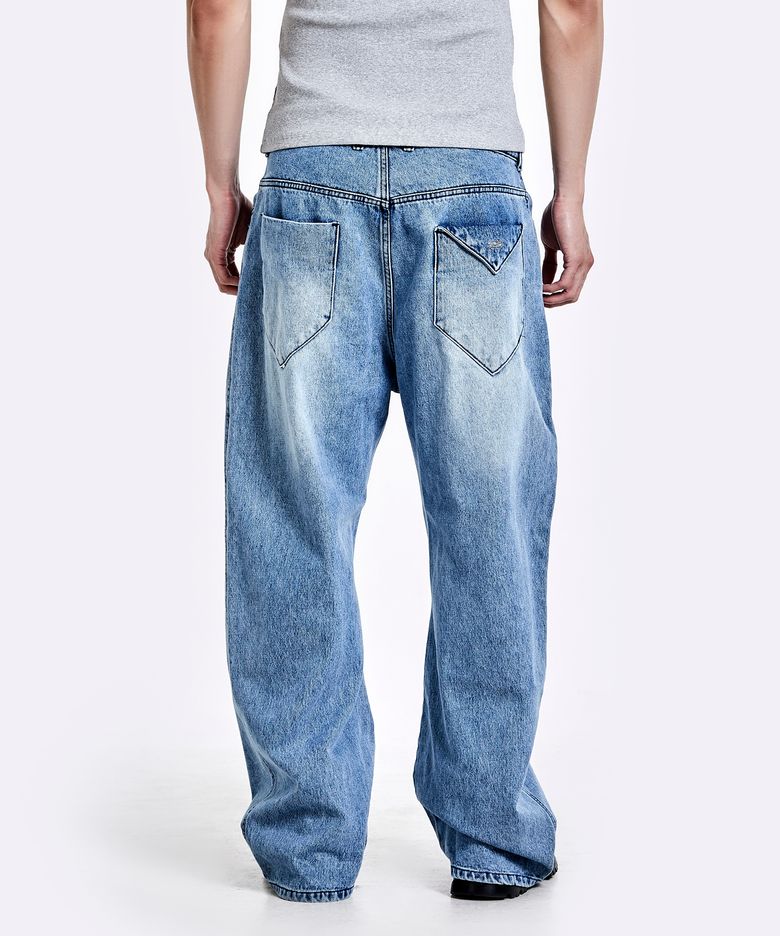 Triangle pocket denim pants - Blue