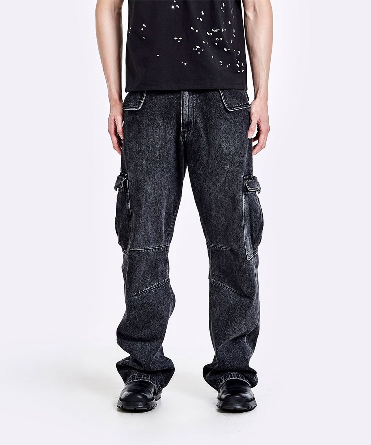 51퍼센트(51PERCENT) Denim cargo pants - Washed black
