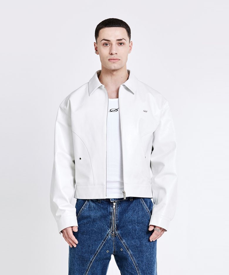 Bulky Leather Jacket - White