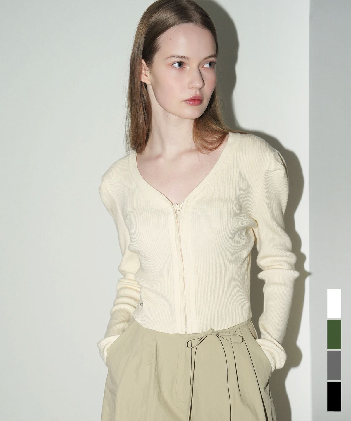 어반드레스(AVANDRESS) V Neck Puff Sleeve Knit Cardigan - 4COL