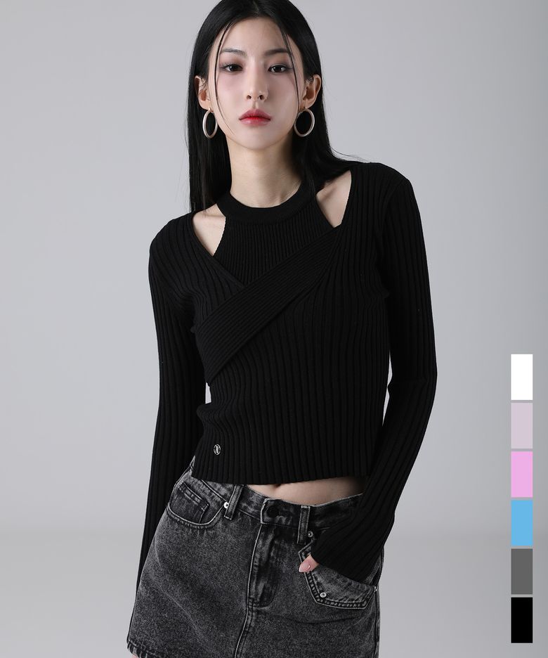 Laon Cross V-neck Knit Set - 6COL