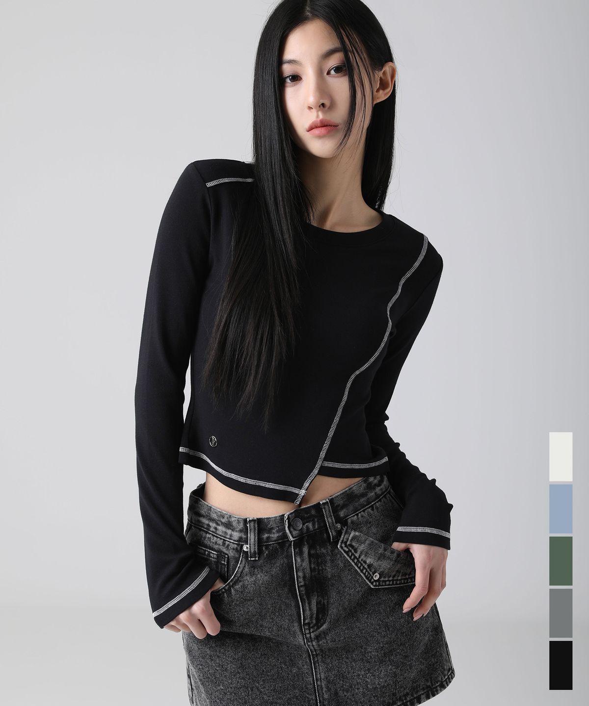 어반드레스(AVANDRESS) Ssance Unbalanced Line Stitch Long Sleeve - 5COL