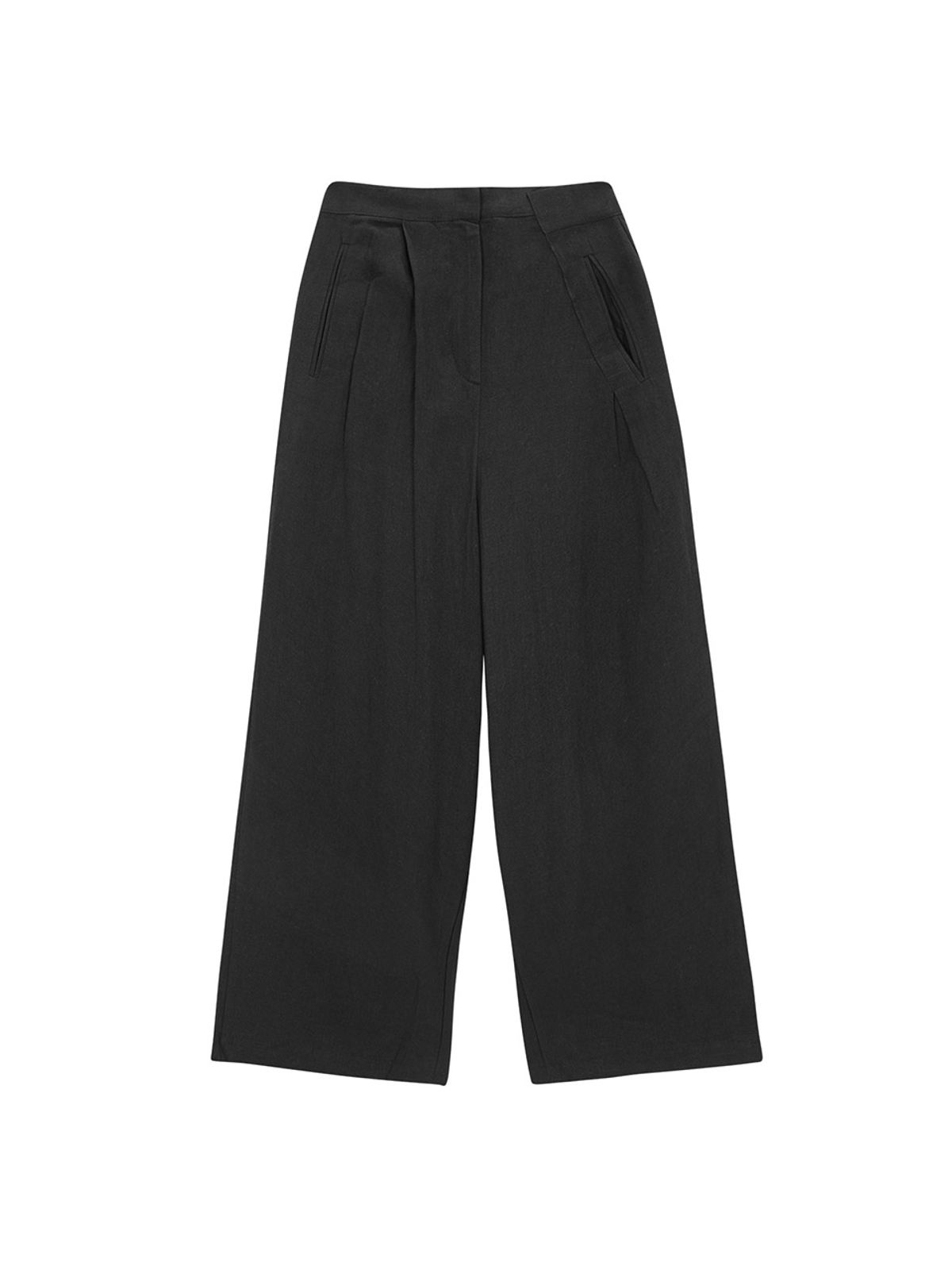 샐러드바구니(SALAD BAGUNI) Linen Cross Pintuck Wide Pants - black
