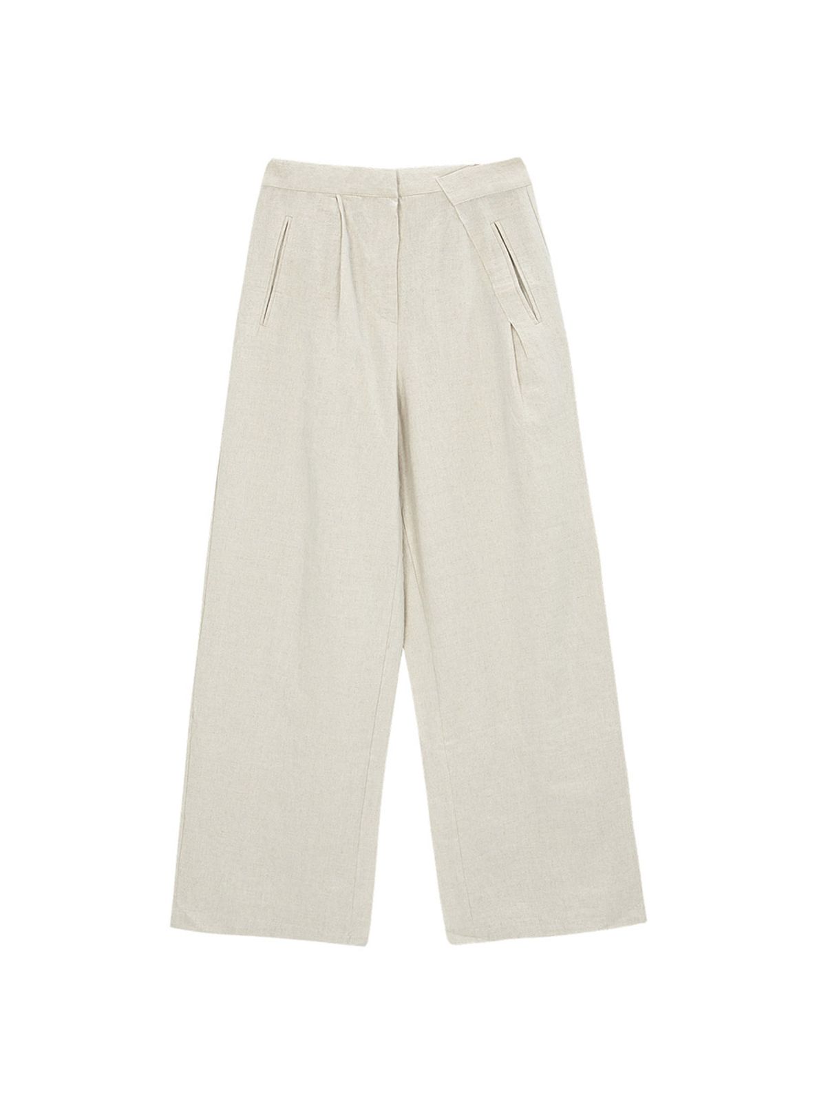 샐러드바구니(SALAD BAGUNI) Linen Cross Pintuck Wide Pants - oatmeal