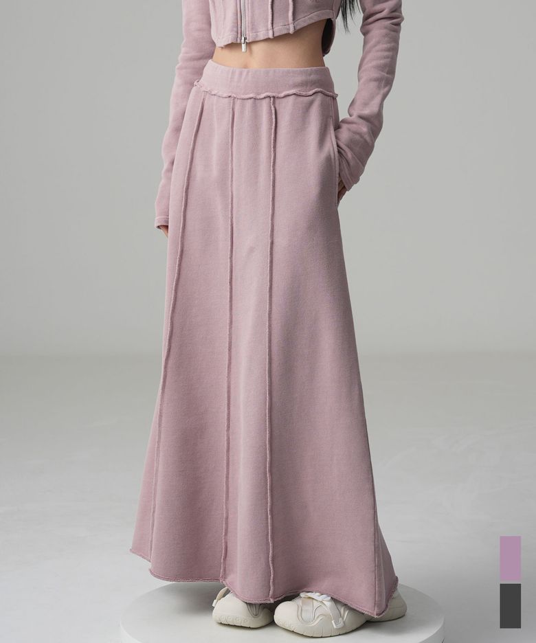 3D Cutting Maxi Skirt - 2COL