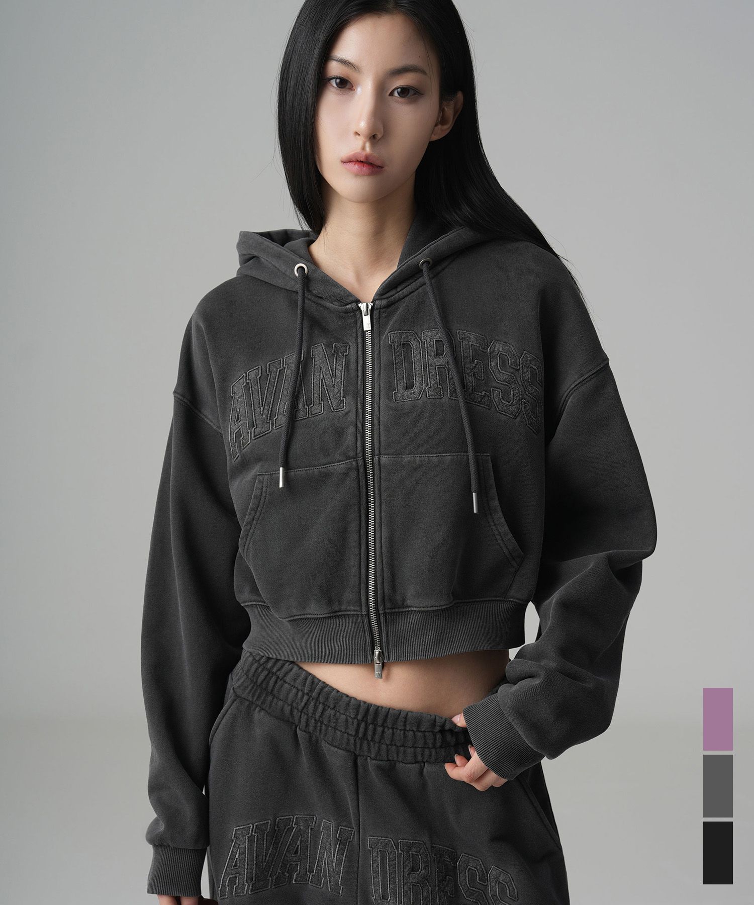 MUSINSA | AVANDRESS Felt 3D Pigment Zip - Up - 3COL