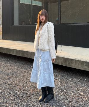 셔링 롱 스커트 스카이