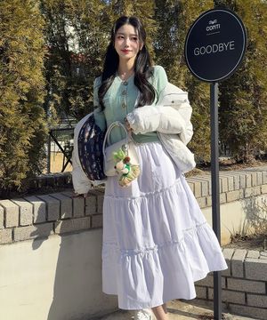 셔링 롱 스커트 아이보리