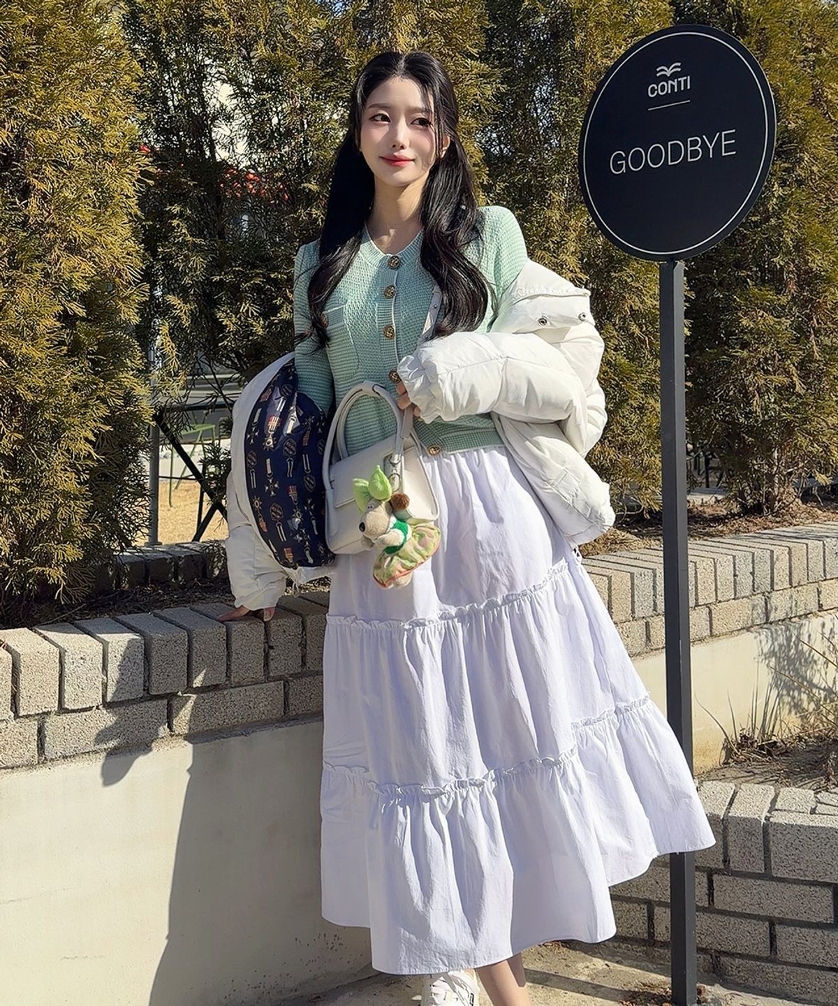 벨로엘(BELLOL) 셔링 롱 스커트 아이보리