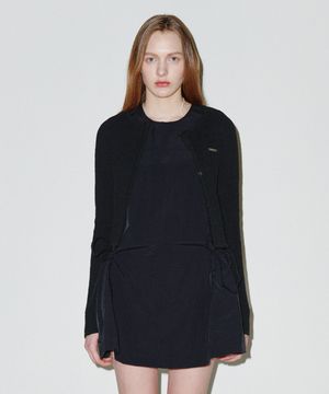 래글런 슬리브 가디건 블랙