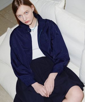 하이넥 집업 점퍼 네이비