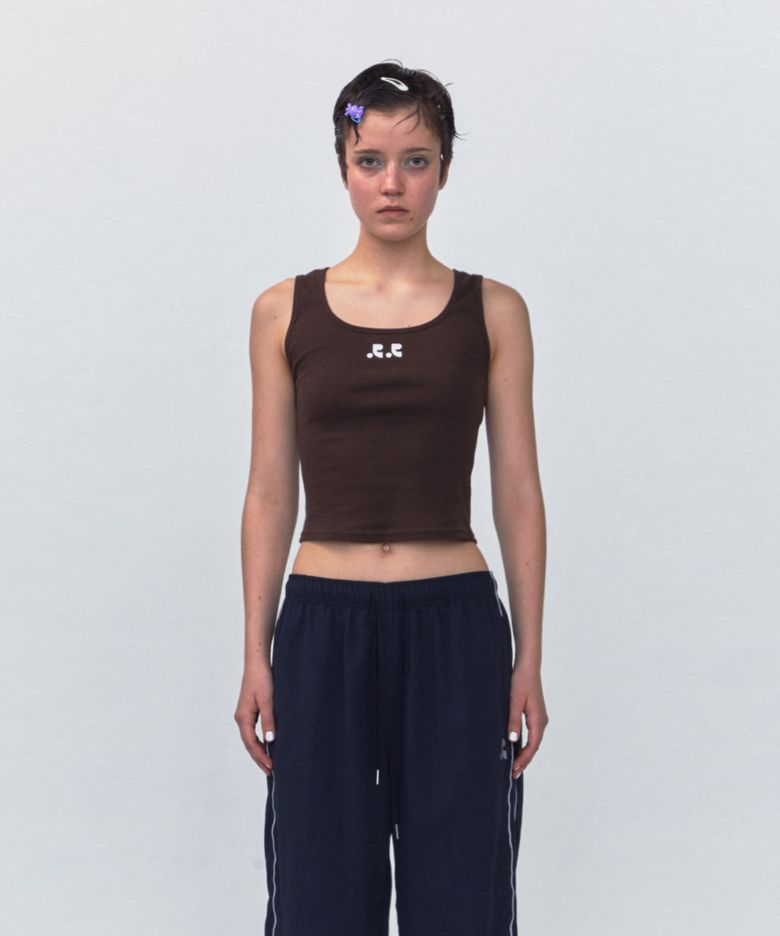 RR LOGO SHORT TANK TOP_BROWN