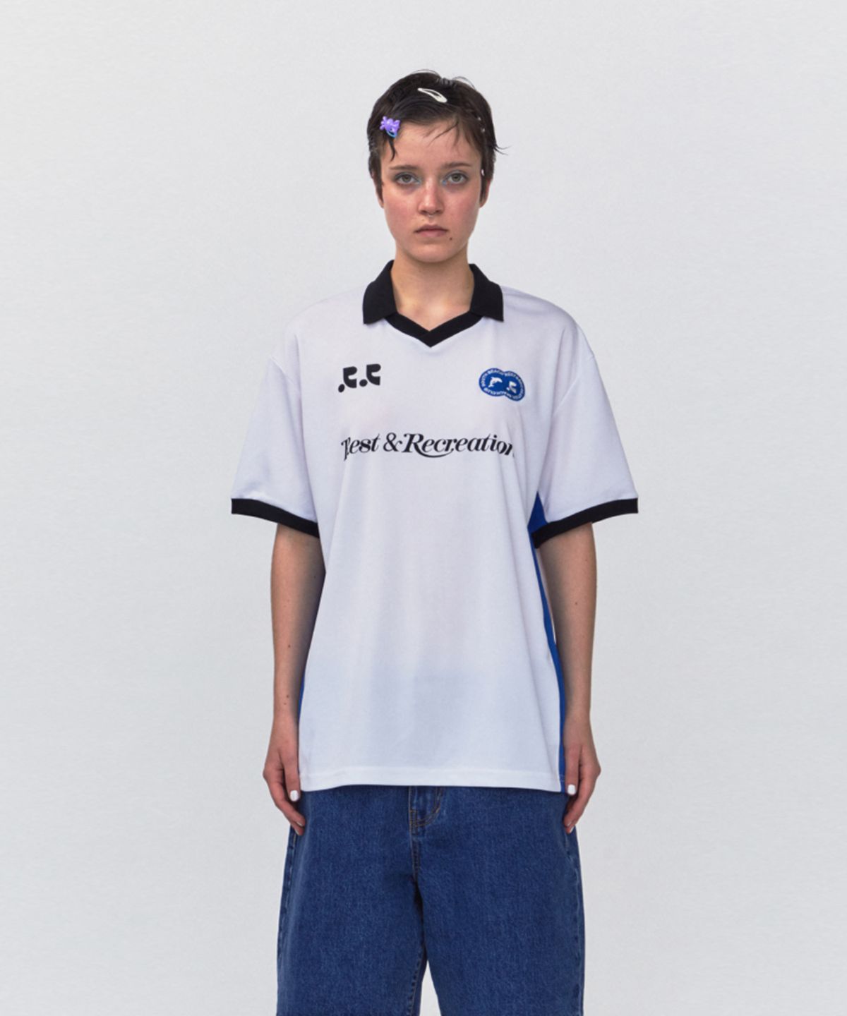 레스트앤레크레이션(REST&RECREATION) RR COLLAR JERSEY TOP_WHITE