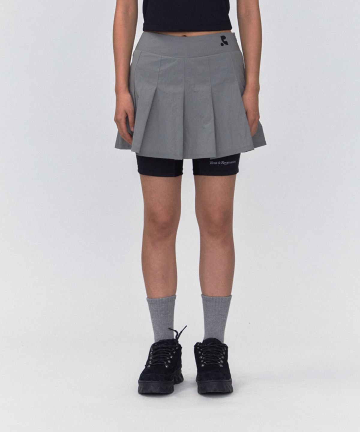 레스트앤레크레이션(REST&RECREATION) RR LAYERED PLEATS SKIRT_GREY