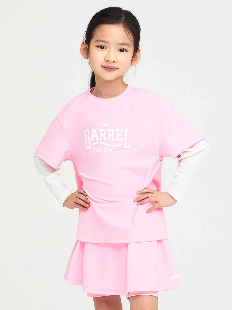 키즈 로맨틱모션 반팔 레이어드 래쉬가드 핑크 (B4SKWRG302PNK)