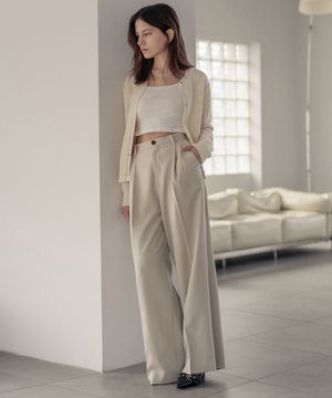 클래식 원턱 맥시 와이드 슬랙스_라이트베이지