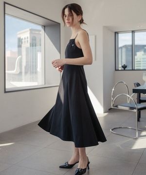 슬립 버튼 포인트 드레스_블랙