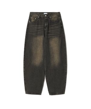 87-STAN047 벌룬핏 워싱 와이드 데님팬츠 빈티지 블랙