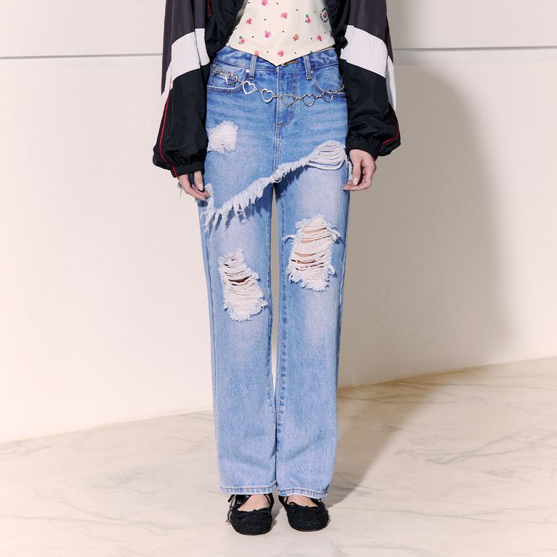 LAYERED SKIRT DENIM PANTS BLUE BQ2DP003